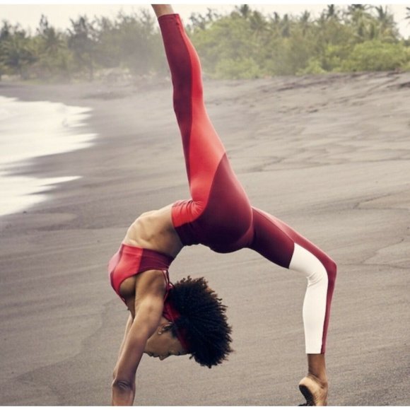 Athleta Pants - Athleta Elation Asym 7/8 Tights Colorblock Yoga Pants Powervita S 405646 $89